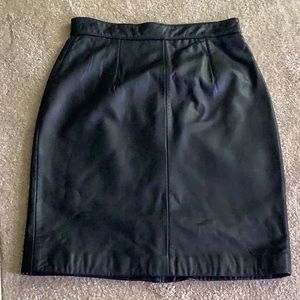 ADLER Collection leather skirt black full-lined zipper back (8) soft lea…